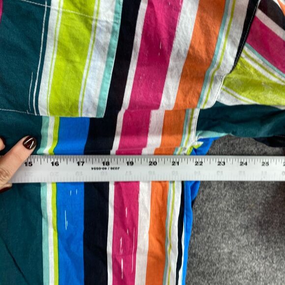 Anne Cole Shirt Women M Medium Blue Striped Button Up Collared 3/4 Sleeve Cotton - Picture 4 of 6